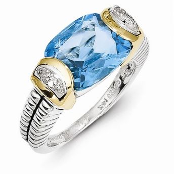 Blue Topaz and Diamonds Ring