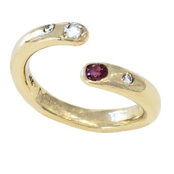 Ruby and Diamond Open Ring