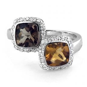 Citrine and Quartz Diamond Ring