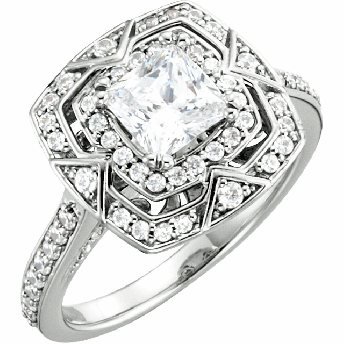 Fancy Ring Mount for Princess-Cut Center Stone
