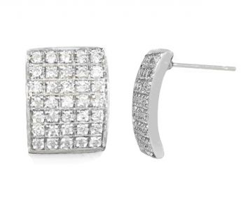Diamond Brick Cluster Earrings
