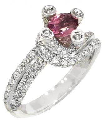 Pink Tourmaline and Diamonds Ring