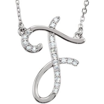 Diamond Initial F in Sterling Silver