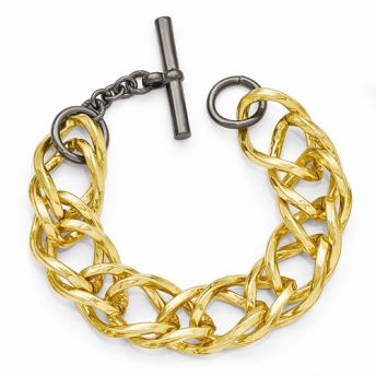 Bronze Diego Massimo Gold-Tone Black Rhodium Double Link Bracelet