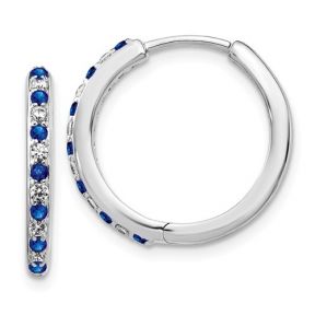 Blue Sapphire and Diamonds Hoop Earrings