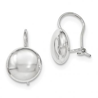 14k White Gold Button Kidney Wire Earrings