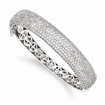 Pave-Set CZ Bangle in Sterling Silver