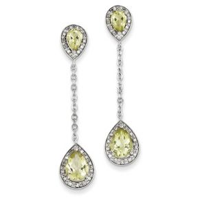 Diamond and Lemon Quartz Earrings