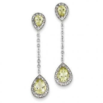 Diamond and Lemon Quartz Earrings
