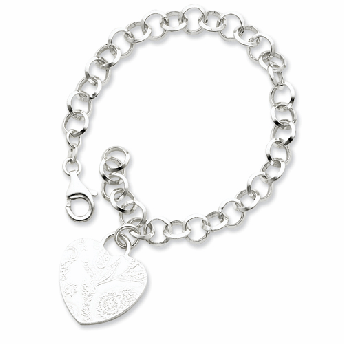 Sterling Silver  Heart Dangle Bracelet