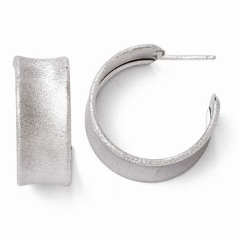 Silver Laser Textured Post Hoop Earrings