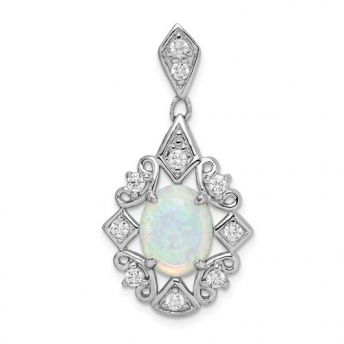 Created Opal And CZ Pendant