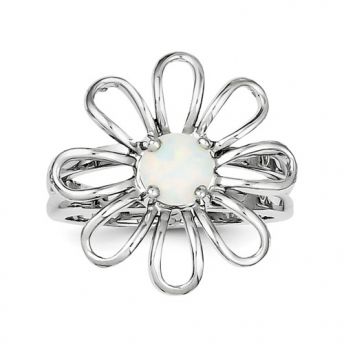 Silver Opal Flower Ring