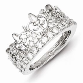 Fleur-De-Lis Crown CZ Ring