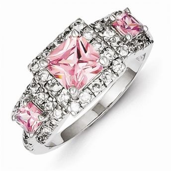 Pink Square CZ Ring