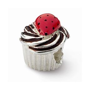 Enameled Strawberry Cupcake Bead