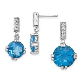 Blue & Clear CZ Pendant & Earring Set