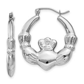 Claddagh Hoop in White Gold
