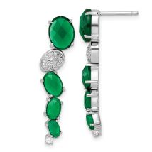 Simulated Emerald and CZ Drop Earrings
