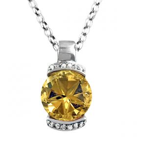 Citrine and Diamond Pendant