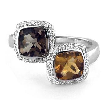 Citrine and Quartz Diamond Ring